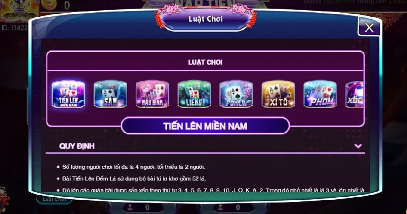 Luật bài tiến lên miền nam tại 789 club