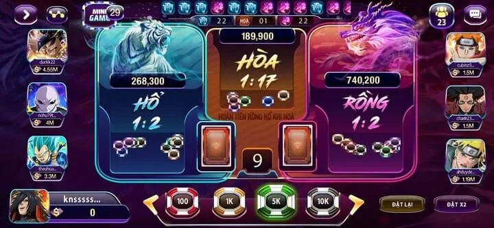 Khám phá các tính năng tại giao diện game Rồng hổ 789 Club