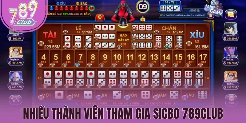 Nhiều thành viên tham gia Sicbo 789Club